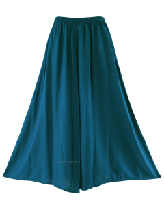 Teal blue Solid Rayon Women Flowy Loose Palazzo Wide Leg Flare Pants Trouser Plus Size 1X 2X 20 22S20013008_0_image_IJUST_WORKING