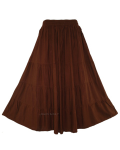 Brown Gypsy Elastic Waist Renaissance Maxi Flowy Long Tiered Plus Size Skirt XLS30013685_0_image_IJUST_WORKING
