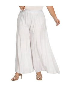 White Solid Rayon Women Flowy Loose Palazzo Wide Leg Flare Pants Trouser Plus Size 3X 24S20010321_0_image_IJUST_WORKING