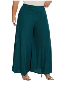 Teal blue Solid Rayon Women Flowy Loose Palazzo Wide Leg Flare Pants Trouser Plus Size 1X 2X 20 22S20013008_0_image_IJUST_WORKING