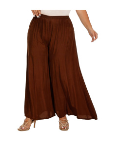Brown Solid Rayon Women Flowy Loose Palazzo Wide Leg Flare Pants Trouser Plus Size 3X 24S20013014_0_image_IJUST_WORKING
