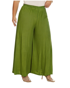 Avocado green Solid Rayon Women Flowy Loose Palazzo Wide Leg Flare Pants Trouser Plus Size 1X 2X 20 22S20013654_0_image_IJUST_WORKING