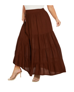 Brown Gypsy Elastic Waist Renaissance Maxi Flowy Long Tiered Plus Size Skirt 3XS30013691_0_image_IJUST_WORKING
